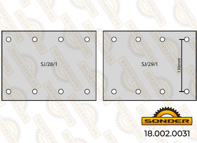 Накладки тормозные на ось (SAF 420*180мм 19283) Sonder 180020031  аналог 03057396000