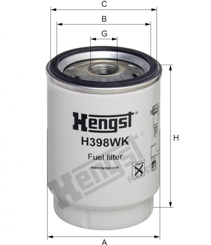 Фильтр топливный грубой очистки (MAN) Hengst H398WK аналог 81125016101